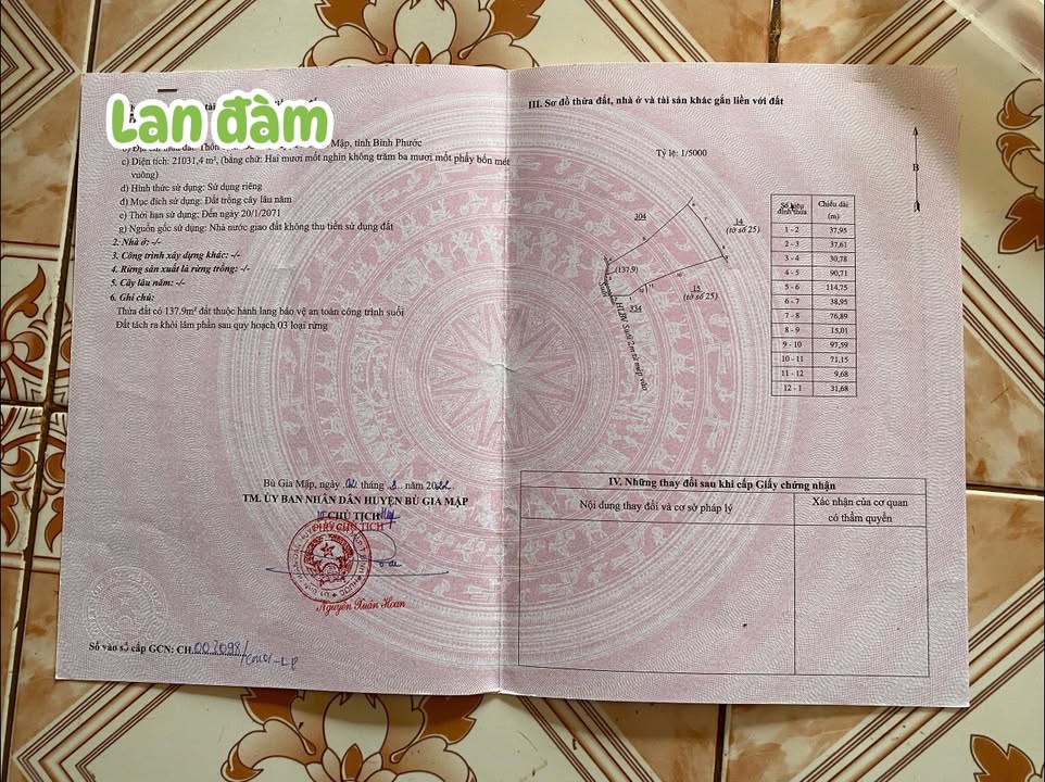 Đất nền Đăk Ơ, Bù Gia Mập 21600m² giá 1 tỷ - Tiềm năng kinh doanh hấp dẫn!