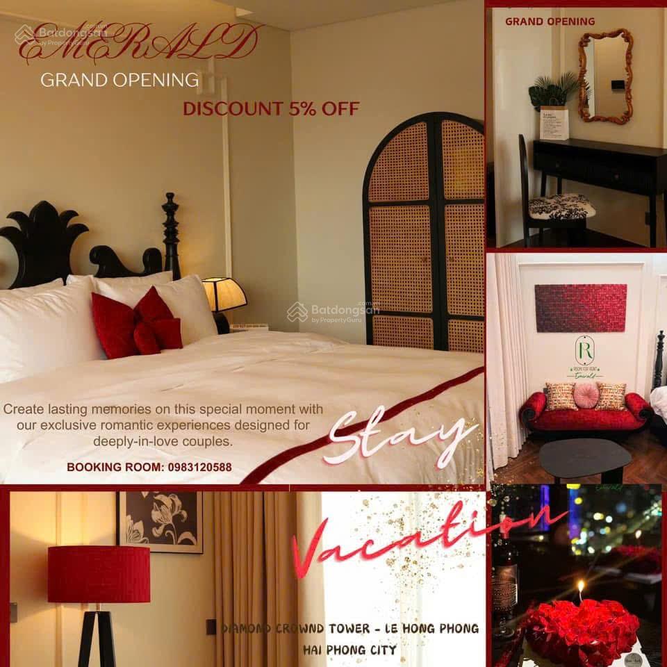 Studio Diamond Crown Hải Phòng 37m² giá 8 triệu - Bao phí quản lý và wifi!