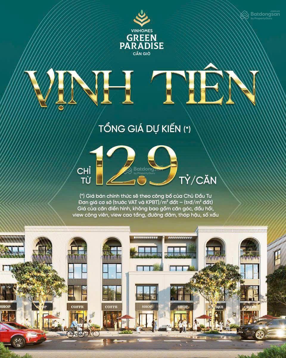Nhà liền kề Vinhomes Green Paradise Cần Giờ 75m² giá 10.2 tỷ - Đầu tư sinh lời ngay hôm nay!
