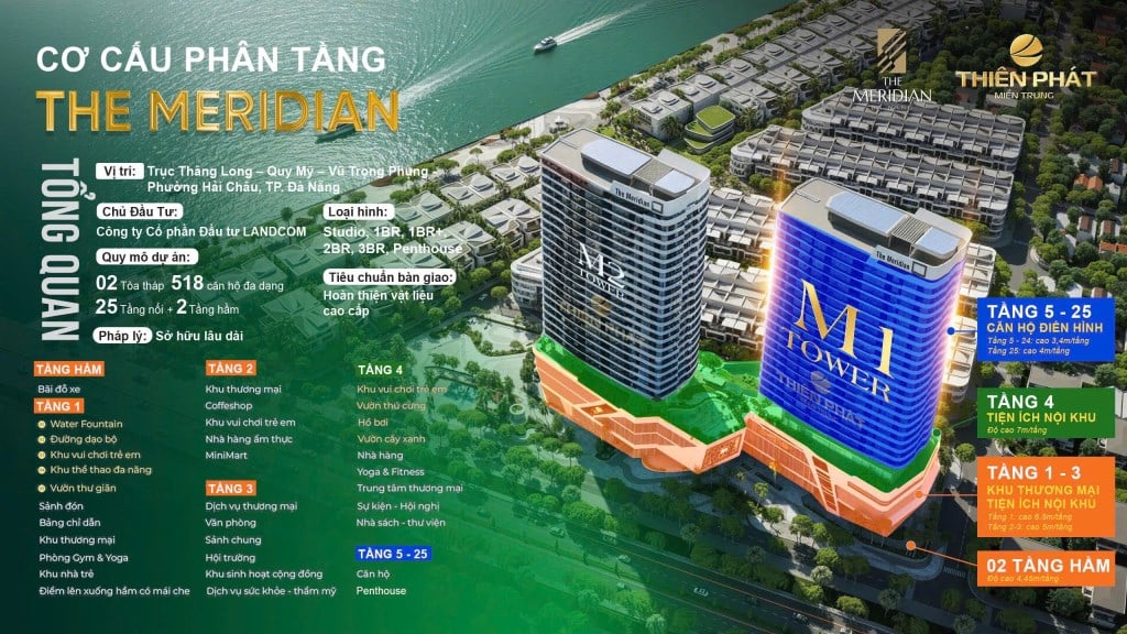 Căn hộ The Meridian Đà Nẵng 48m² giá 3.8 tỷ - Tọa độ vàng mới của giới đầu tư 2025!