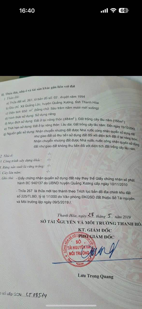 Đất mặt tiền đường 4A Quảng Xương 650m² giá 6.5 tỷ - Phù hợp làm nhà vườn/homestay!