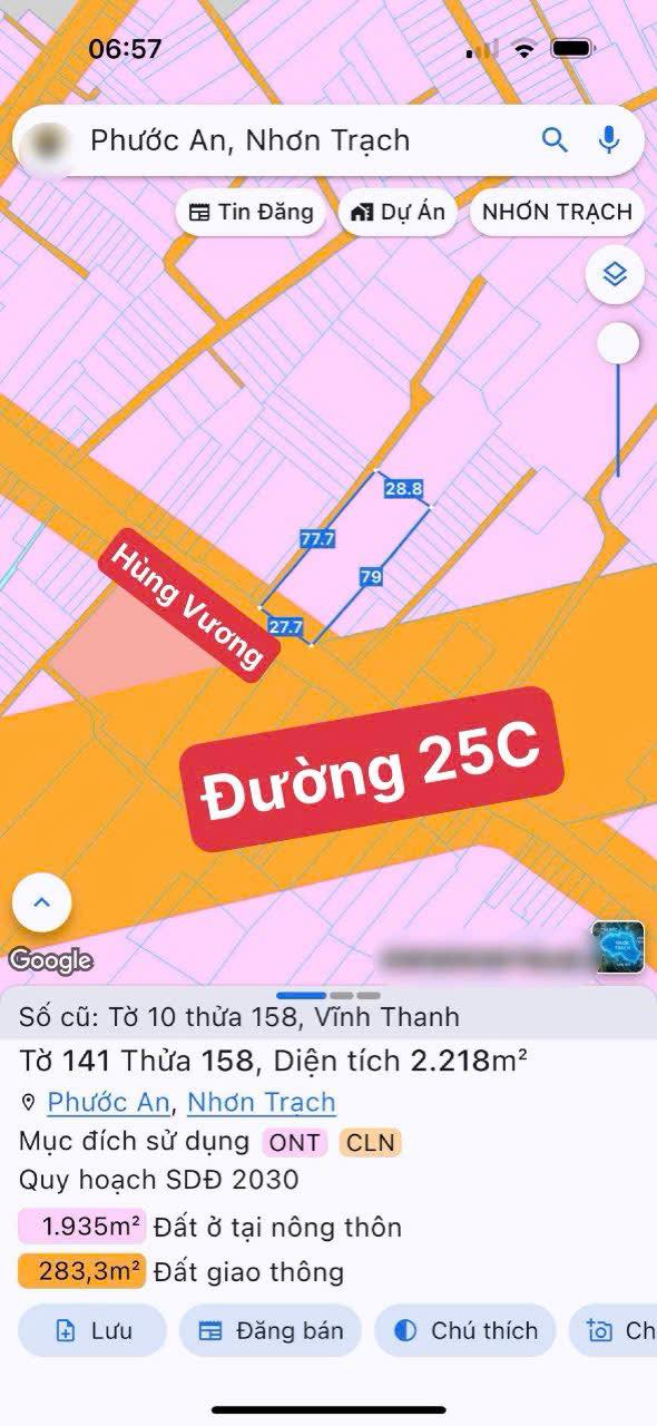 Bán đất lô góc Hùng Vương Nhơn Trạch 2218m² giá 50 tỷ - Tiềm năng kinh doanh lớn!