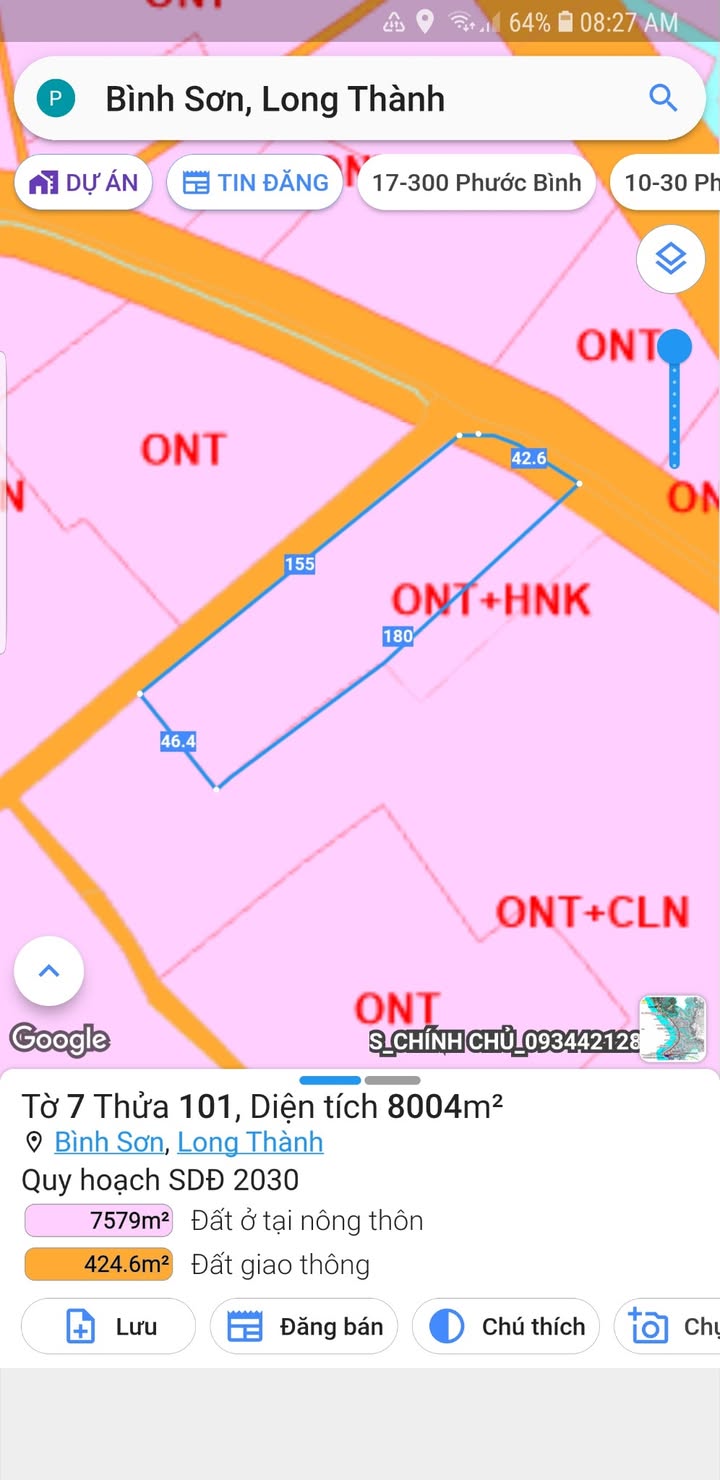 Đất nền 2 mặt đường Bình Sơn Long Thành 8000m² giá 50 tỷ - Đầu tư sinh lời cao!