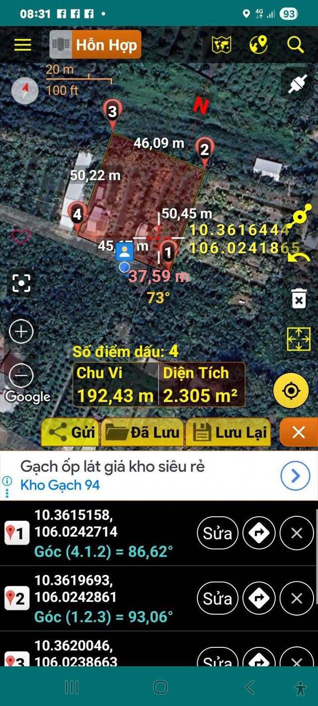 Đất 2 công tại ấp An Hiệp, Đông Hòa Hiệp, Cái Bè - Mặt tiền 45m, giá 3.2 tỷ!