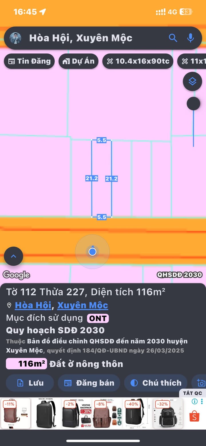 Đất thổ cư Hòa Hội, Xuyên Mộc 115m² giá chỉ 500 triệu - Đầu tư ngay!