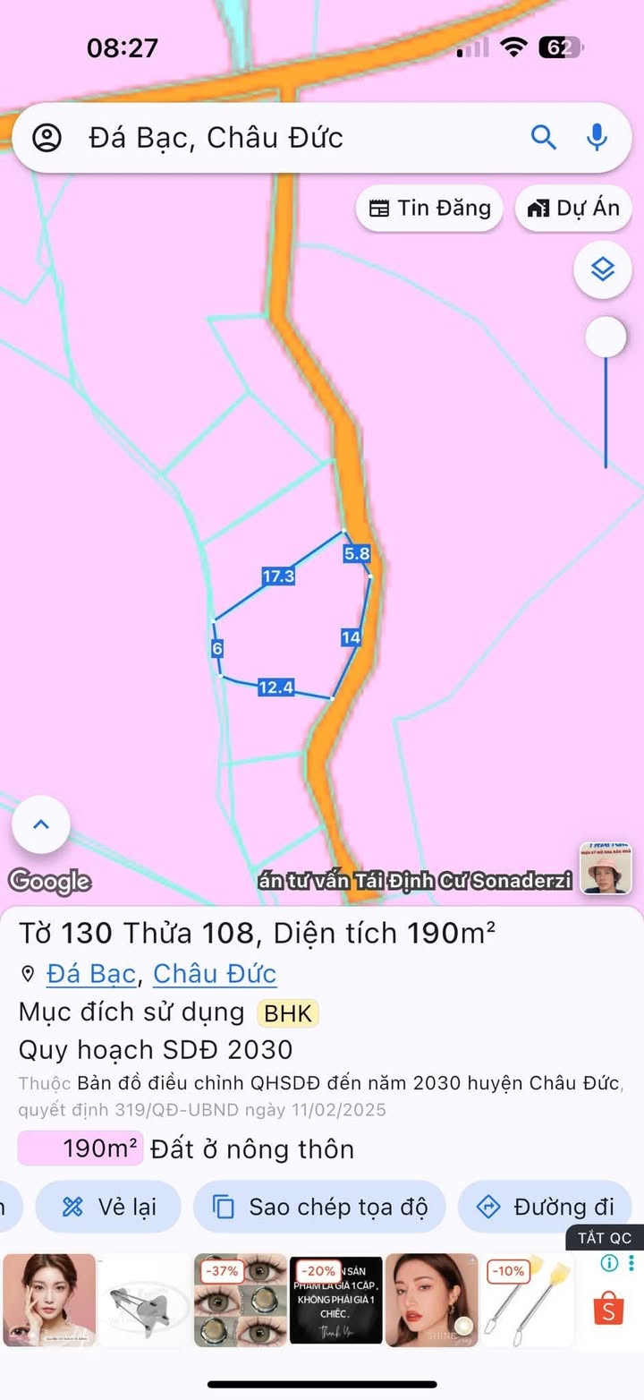 Đất nền Đá Bạc Châu Đức 190m² giá chỉ 350 triệu - Sổ đỏ chính chủ