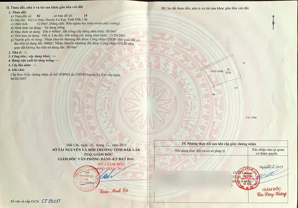 Đất thổ cư 400m² Cư Huê, Ea Kar giá chỉ 2 tỷ - Đường rộng, tiện ích đầy đủ!