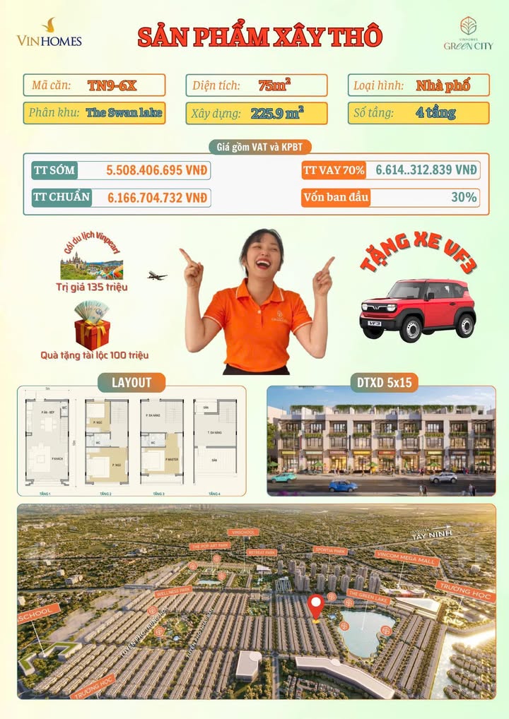 Nhà phố liền thổ The Swan Lake, Đức Hòa, 75m² giá 5.508 tỷ - Sổ hồng lâu dài!