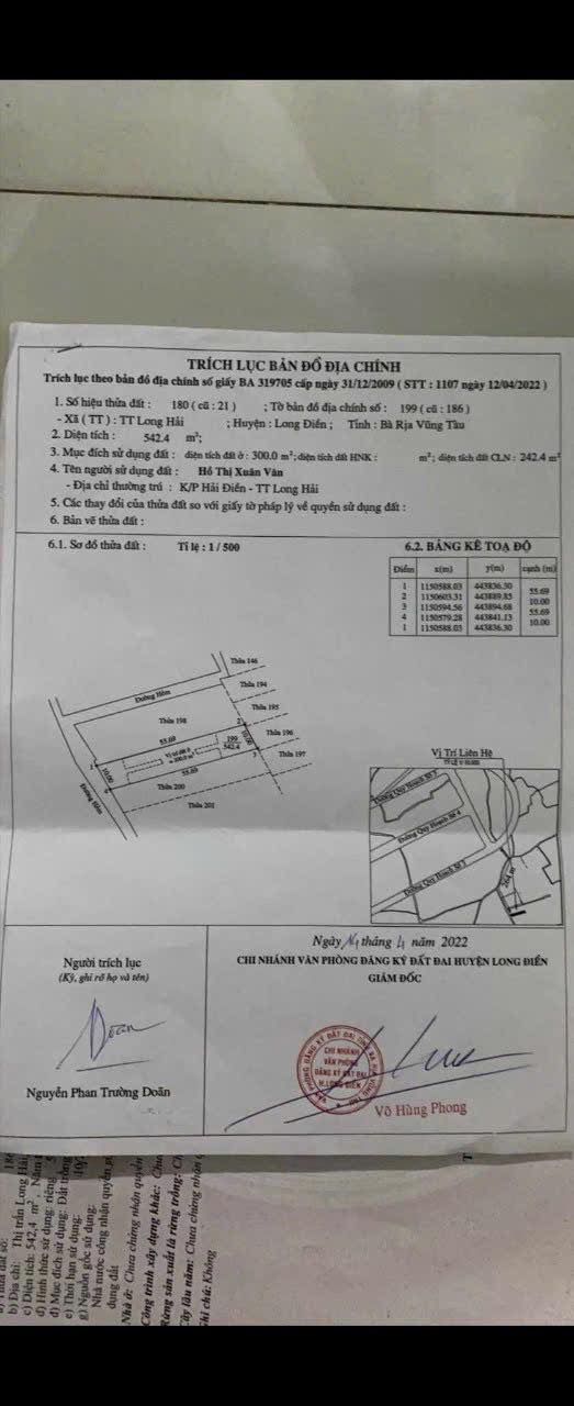 Đất nền Long Hải 542m² giá 3 tỷ - Nơi lý tưởng cho nhà vườn nghỉ dưỡng!