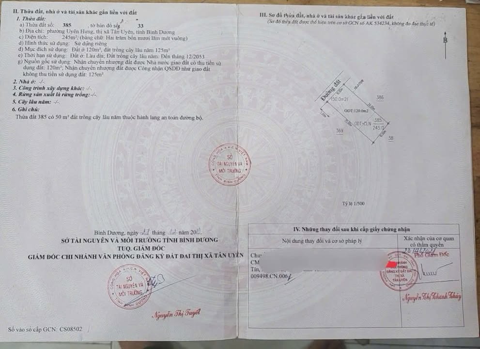 Đất nền thổ cư 250m² phường Uyên Hưng, Tân Uyên chỉ 2 tỷ - Cơ hội đầu tư tuyệt vời!