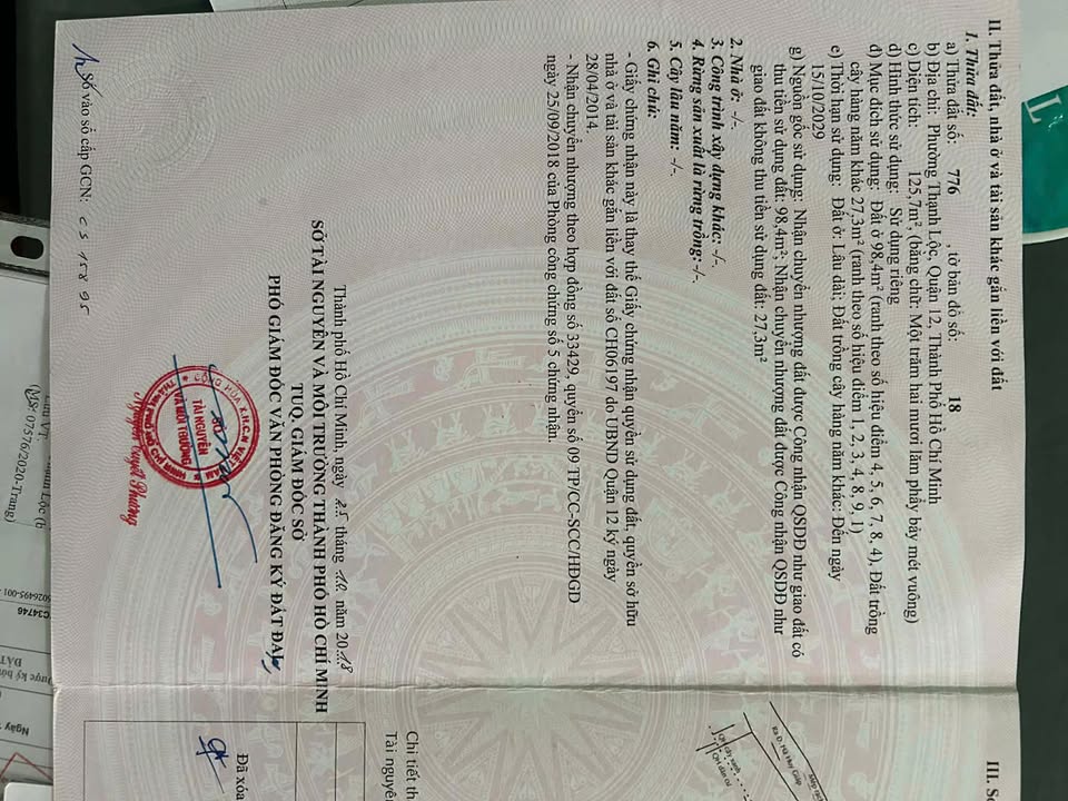 Đất thổ cư 98,4m² tại P.Thạnh Lộc, Quận 12 chỉ 7,9 tỷ - Sổ hồng chính chủ!