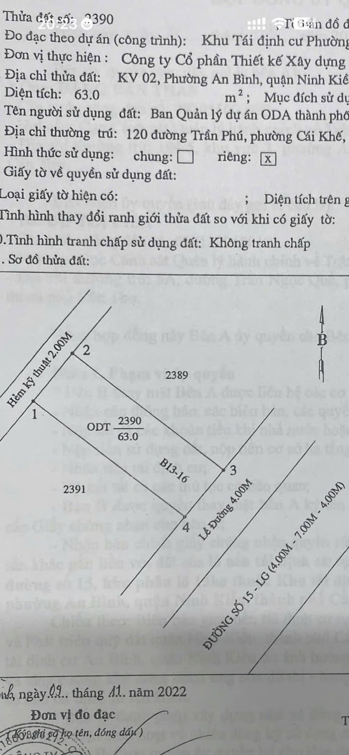 Đất nền Khu Tái Định Cư An Bình Cần Thơ 63m² giá 2.1 tỷ - Pháp lý rõ ràng