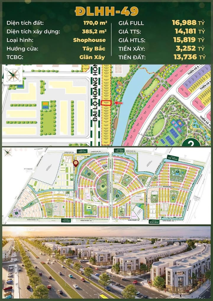 Shophouse Đại Lộ Hoàng Hôn Hải Phòng 170m² giá 16.988 tỷ - Vị trí đắt giá nhất Golden City!