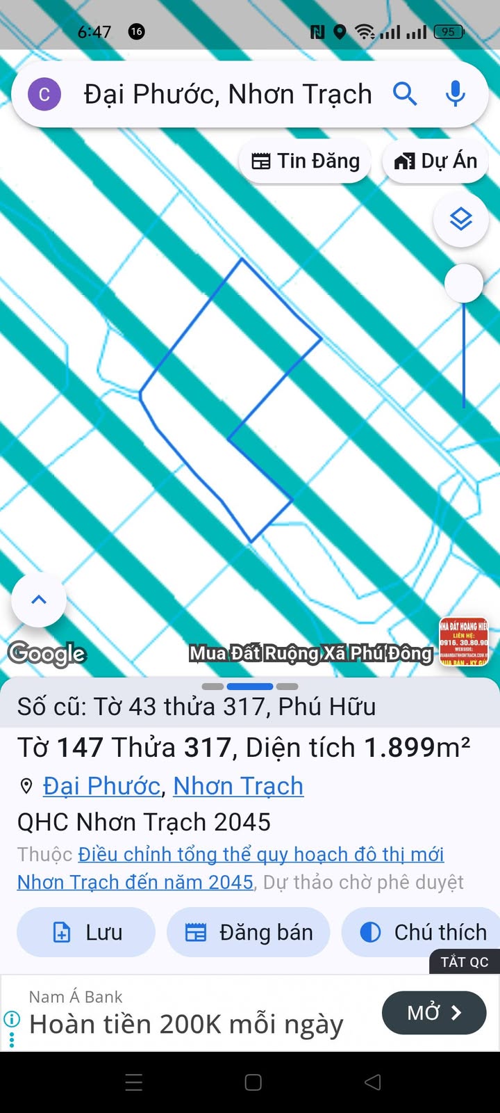 Đất nền xã Phú Hữu, Nhơn Trạch 1000m² giá 3 tỷ - Đường hiện hữu thuận lợi!