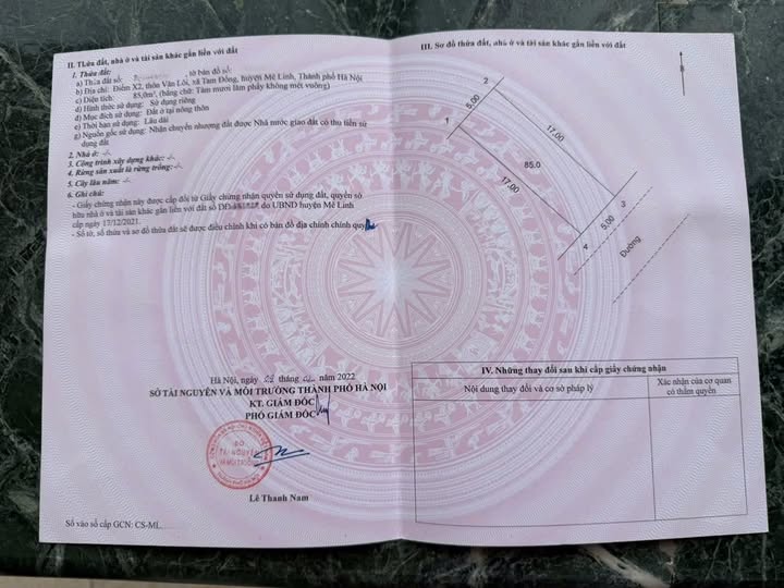 Đất đấu giá 85m² Văn Lôi, Tiến Thắng, Mê Linh giá 6 tỷ - Cơ hội đầu tư không thể bỏ lỡ!