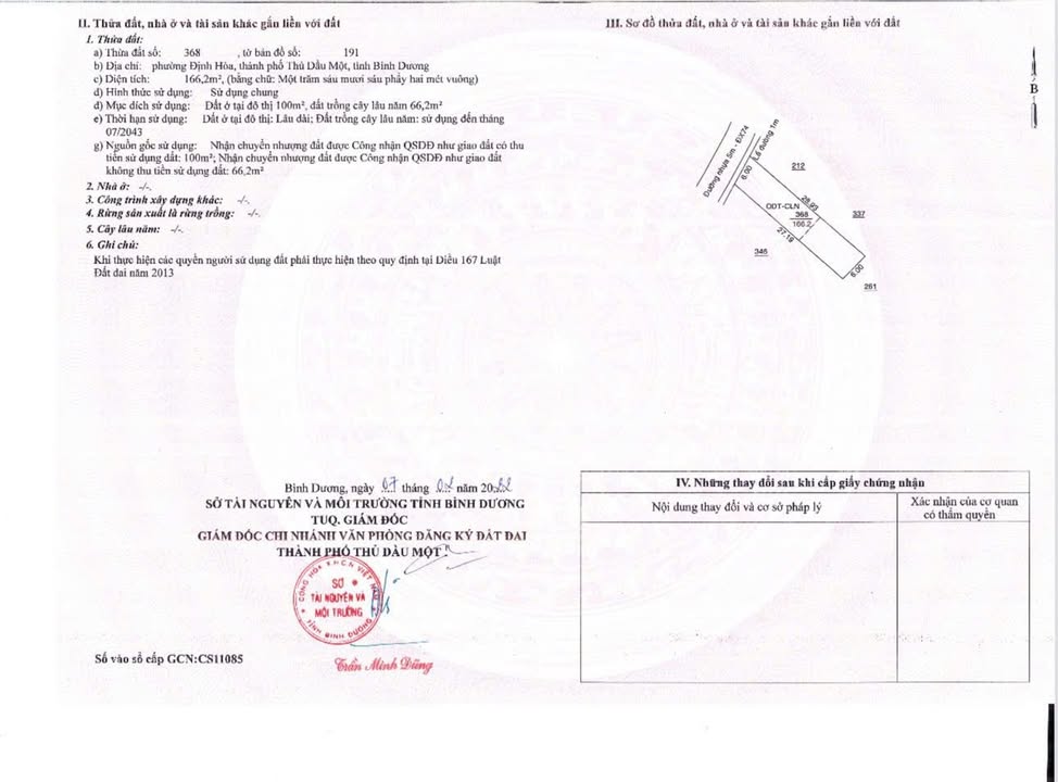 Đất nền mặt tiền đường DX074 Định Hòa 168m² giá 2.85 tỷ - Sổ đỏ chính chủ