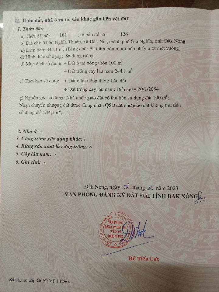 Bán lô đất thổ cư thôn Nghĩa Thuận, xã Đắk Nia, 300m² - Đường bê tông, dân cư đông đúc!