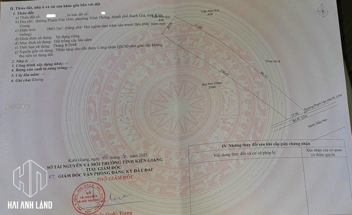 Đất mặt tiền Phan Văn Hớn, Vĩnh Thông, Rạch Giá 2865m² - Đầu tư sinh lời ngay!