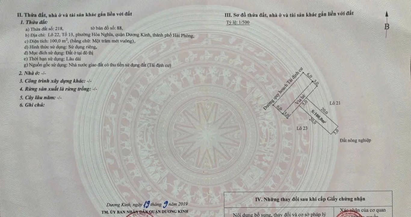 Đất nền Hoà Nghĩa, Dương Kinh, Hải Phòng 100m² giá 2.7 tỷ - Cơ hội đầu tư sinh lời!