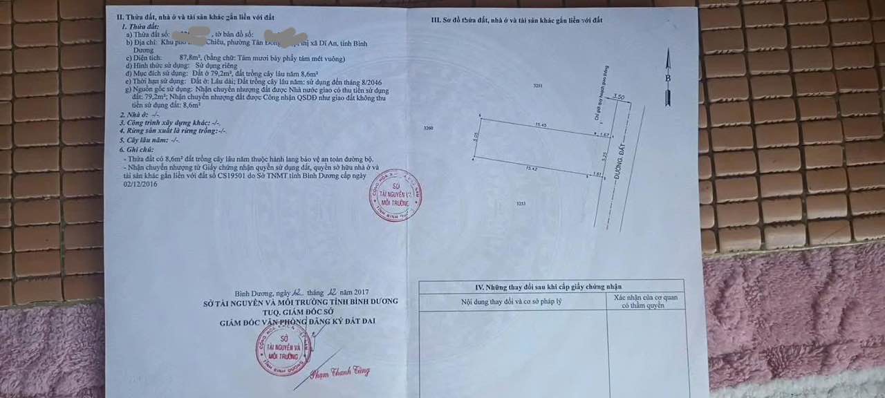 Đất thổ cư 88m² đường Nguyễn Trãi, Dĩ An giá 3.8 tỷ - Cơ hội đầu tư hấp dẫn!