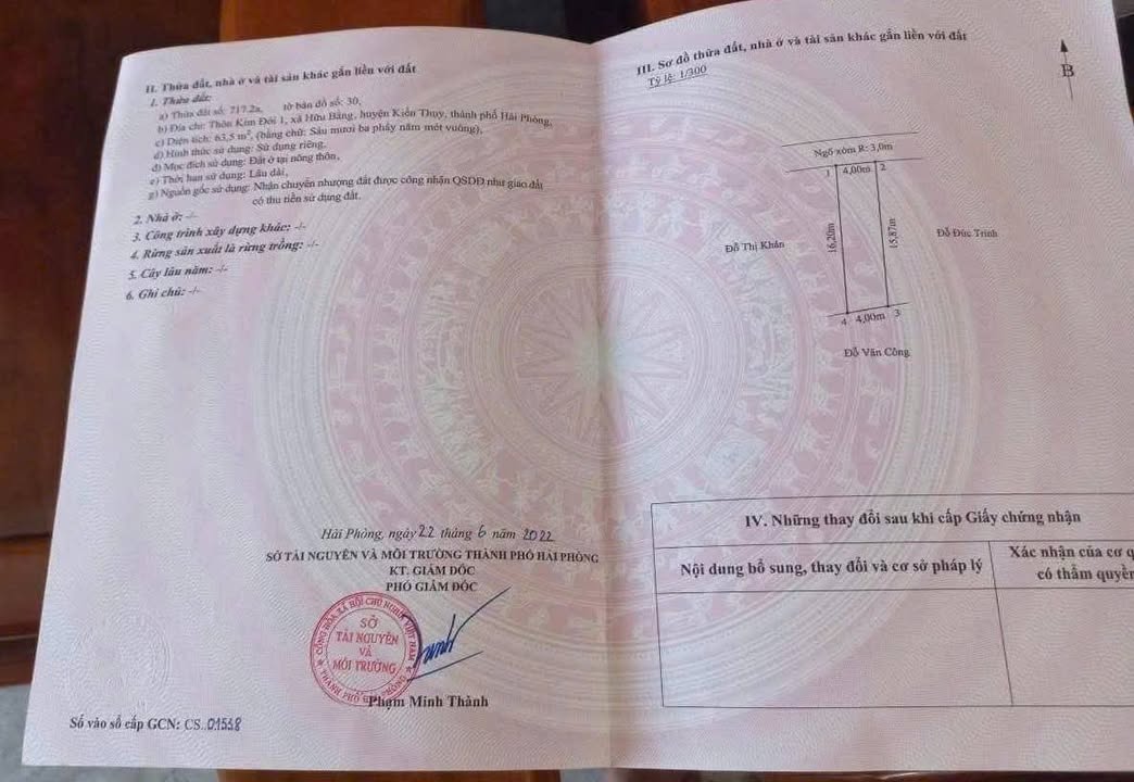 Đất nền Kim Đới 1, Hữu Bằng 63,5m² giá 790 triệu - Cơ hội đầu tư hấp dẫn!