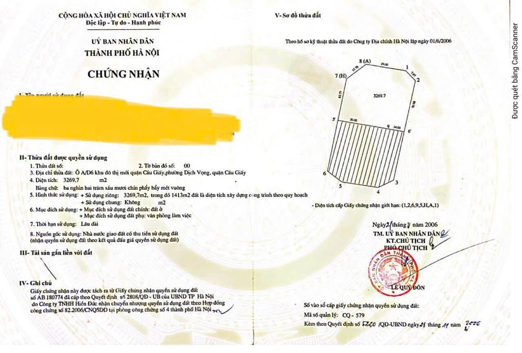 Đất ở Lâu Dài, Cầu Giấy 3269m² giá 1.25 tỷ - Cơ hội đầu tư tuyệt vời!