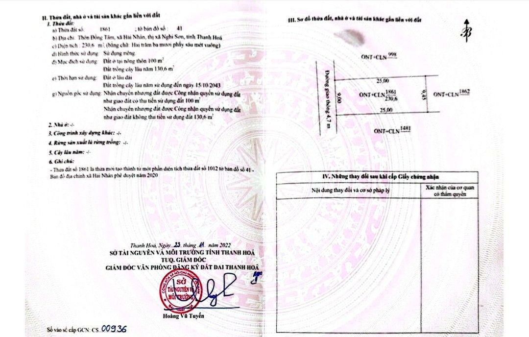 Đất nền liền kề MB Đồng Tâm, Nghi Sơn 230m² giá 2.5 tỷ - Đường ô tô thoải mái!