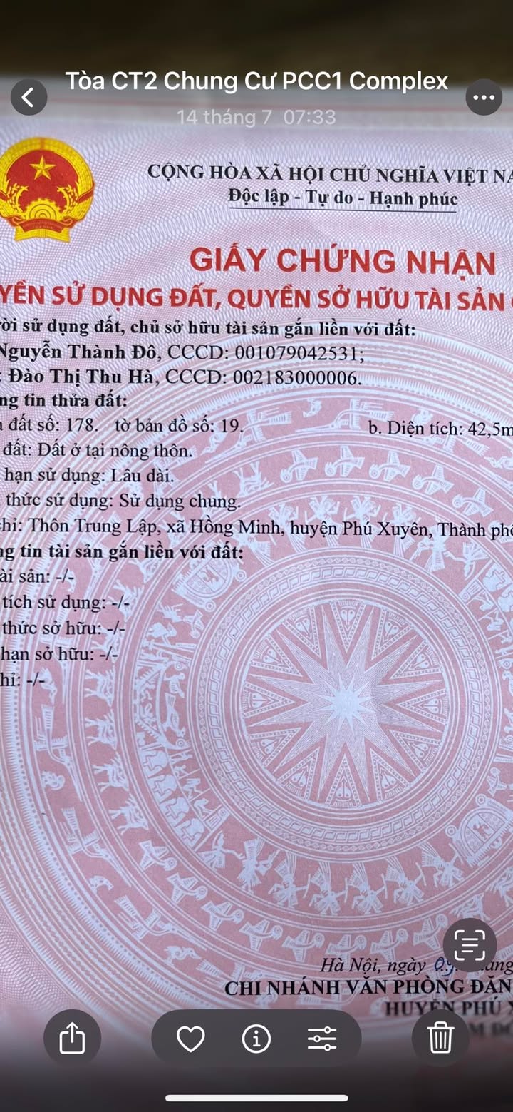 Đất nền 42m² tại xã Hồng Minh, huyện Phú Xuyên - Giá chỉ 1 tỷ, tiềm năng phát triển lớn!