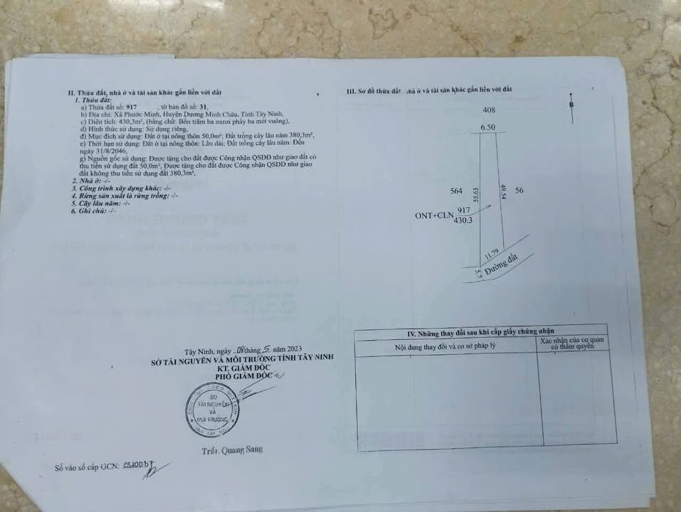 Đất thổ cư 338m² tại xã Phước Minh - Giá chỉ 310 triệu, đầu tư sinh lời!
