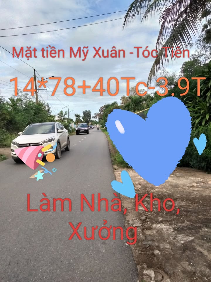 Đất nền mặt tiền Mỹ Xuân - Tóc Tiên 1092m² giá 3.9 tỷ - Đầu tư sinh lời cao!