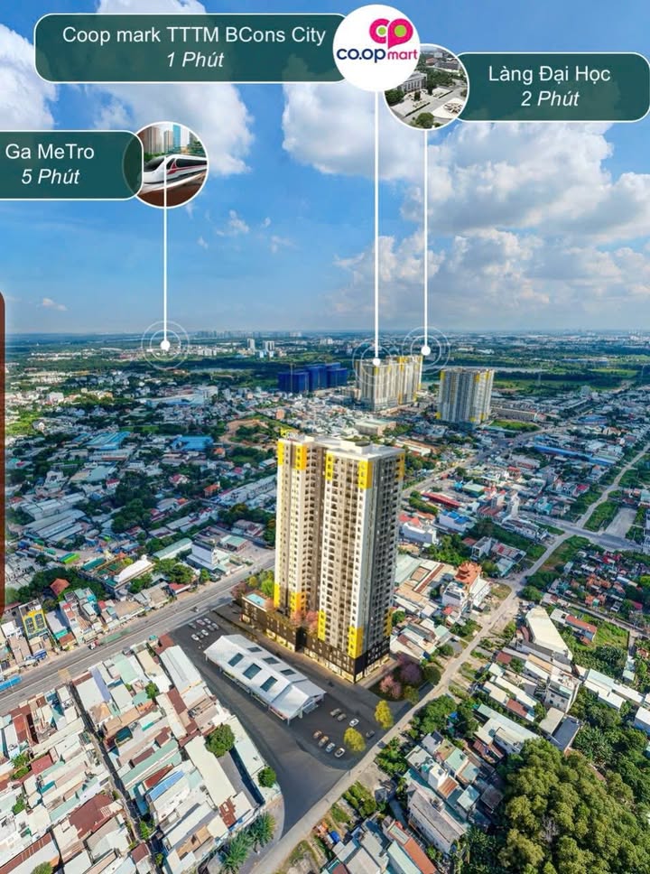 Căn hộ BCONS ASAHI Dĩ An 60m² giá 2.7 tỷ - Cơ hội sở hữu căn góc 2 mặt tiền!