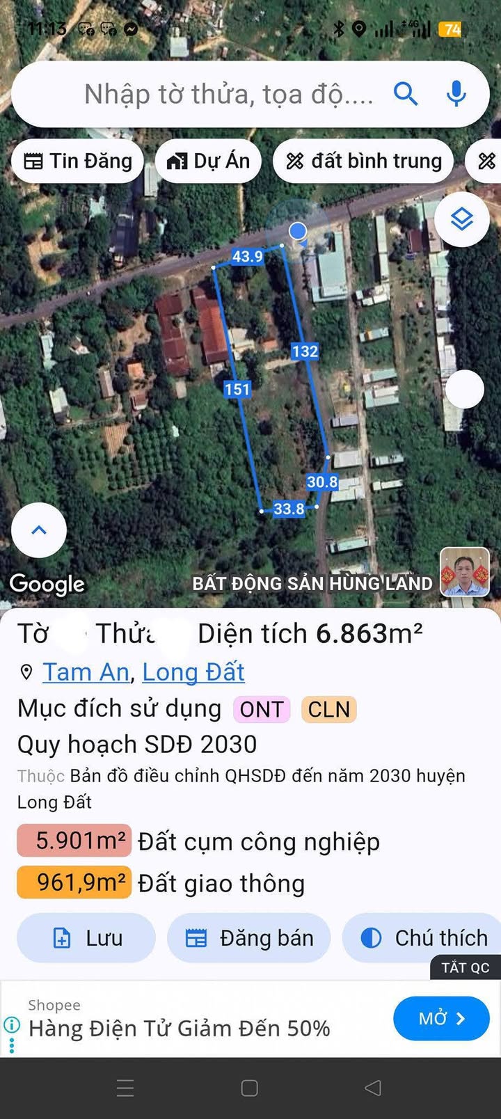 Đất 6800m² 2 mặt tiền đường HL14, An Ngãi - Giá 20 tỷ, cơ hội đầu tư tốt!