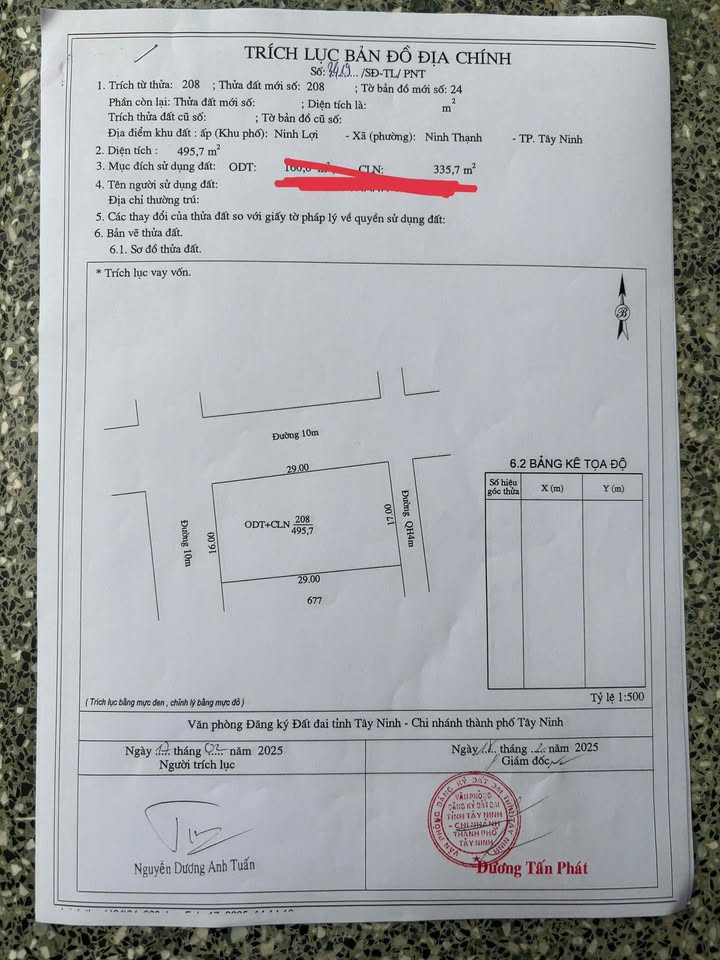 Đất nền 3 mặt tiền đường Trường Chinh, phường Ninh Thạnh, 495.7m² - Đầu tư sinh lời ngay!