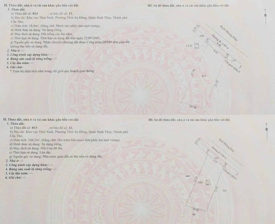 Đất thổ cư Thới An Đông, Bình Thủy, Cần Thơ 263m² giá 1.3 tỷ - Đầu tư sinh lời ngay!