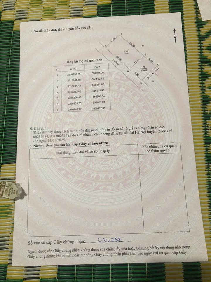 Đất thổ cư 120m² tại Phú Cát - Giá chỉ 2.4 tỷ, gần công nghệ cao Hòa Lạc!