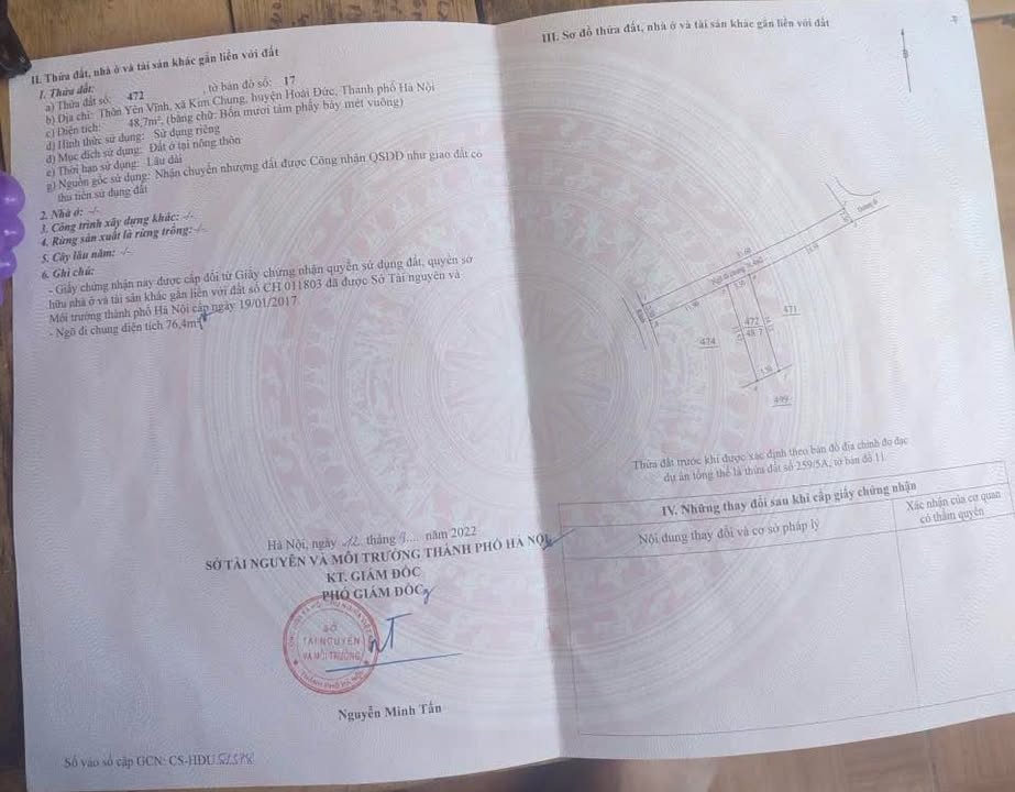 Đất thổ cư Kim Chung Hoài Đức 48m² giá 120 triệu - Đầu tư sinh lời ngay!