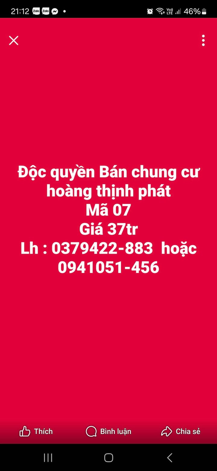 Chung cư Hoàng Thịnh Phát Vinh 69,52m² giá 2 tỷ - Sẵn sàng vào ở!