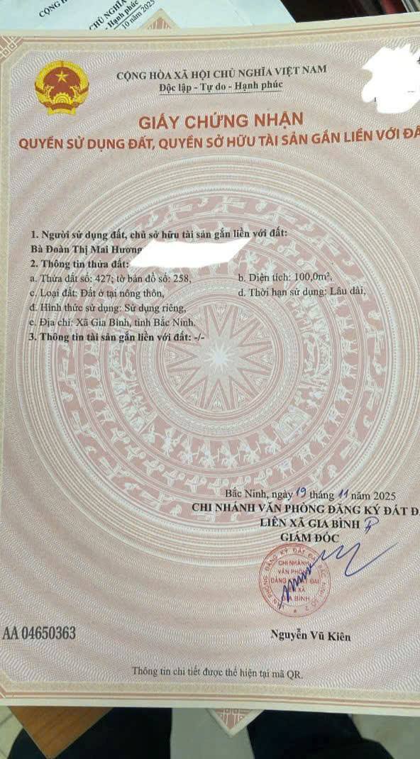 Đất Phú Dư Gia Bình 100m² giá 2 tỷ - Cơ hội đầu tư tuyệt vời!