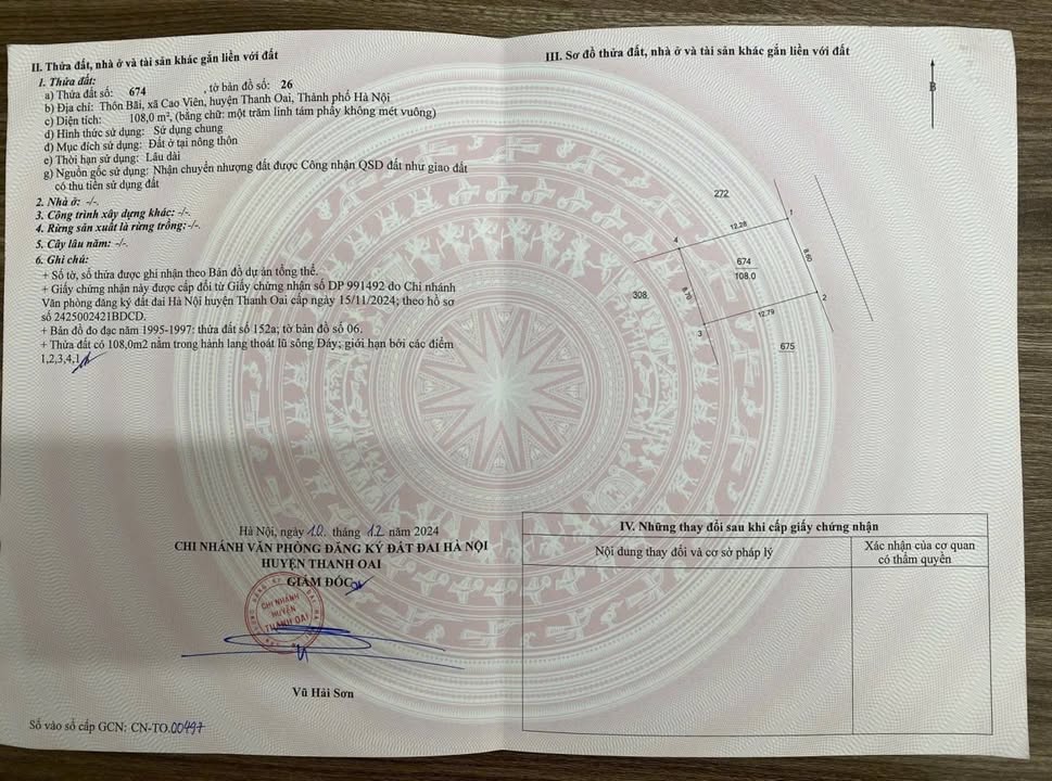 Đất thổ cư Bãi Cao Viên, Thanh Oai 108m² - Đường ô tô thông thoáng!