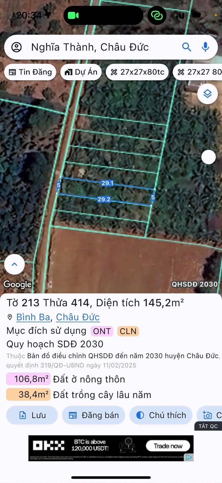 Đất nền Ngãi Giao, Châu Đức 145m² giá chỉ 580 triệu - Sổ đỏ chính chủ