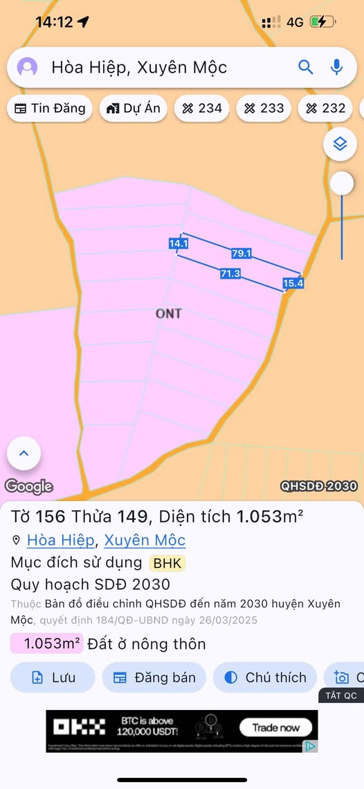 Đất thổ cư 1000m² tại Hoà Hiệp, Xuyên Mộc giá chỉ 850 triệu - Cơ hội đầu tư hấp dẫn!