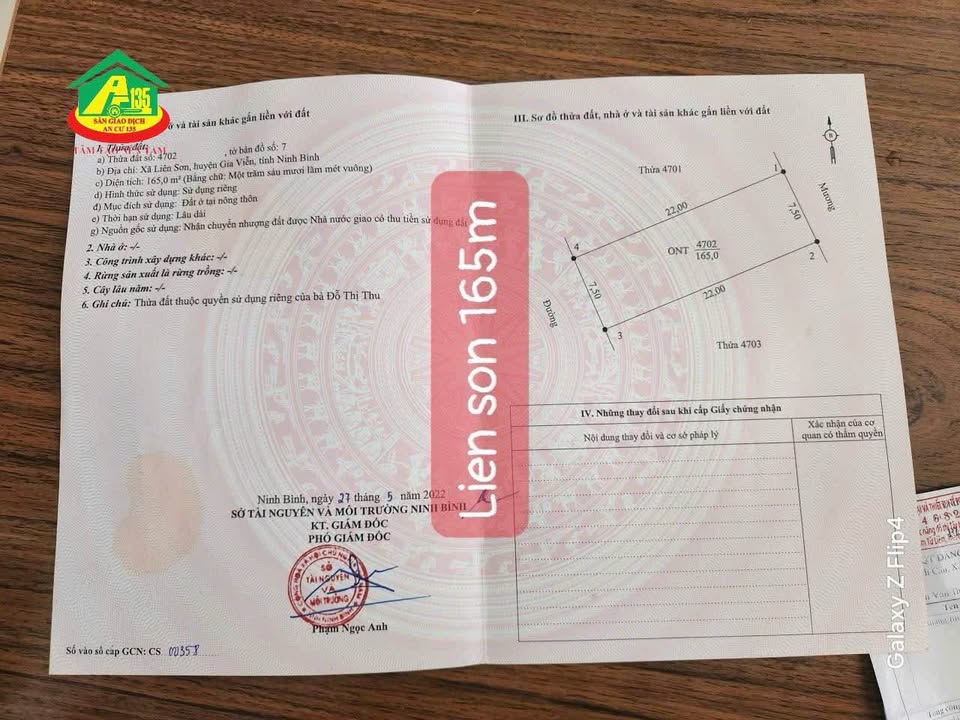 Đất nền Liên Sơn Gia Viễn 165m² giá chỉ 1.3 tỷ - Mặt tiền rộng, kinh doanh thuận lợi!