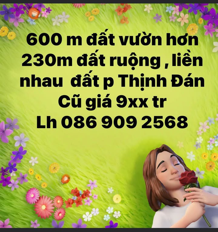 Đất vườn và đất ruộng Thịnh Đán 830m² giá 900 triệu - Cơ hội đầu tư tuyệt vời!