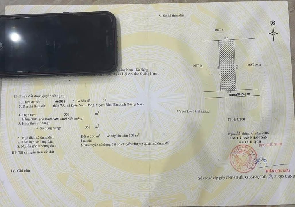 Đất nền Trần Thủ Độ, Điện Bàn Đông 350m² giá 3,2 tỷ - Sổ đỏ chính chủ, xây dựng tự do!
