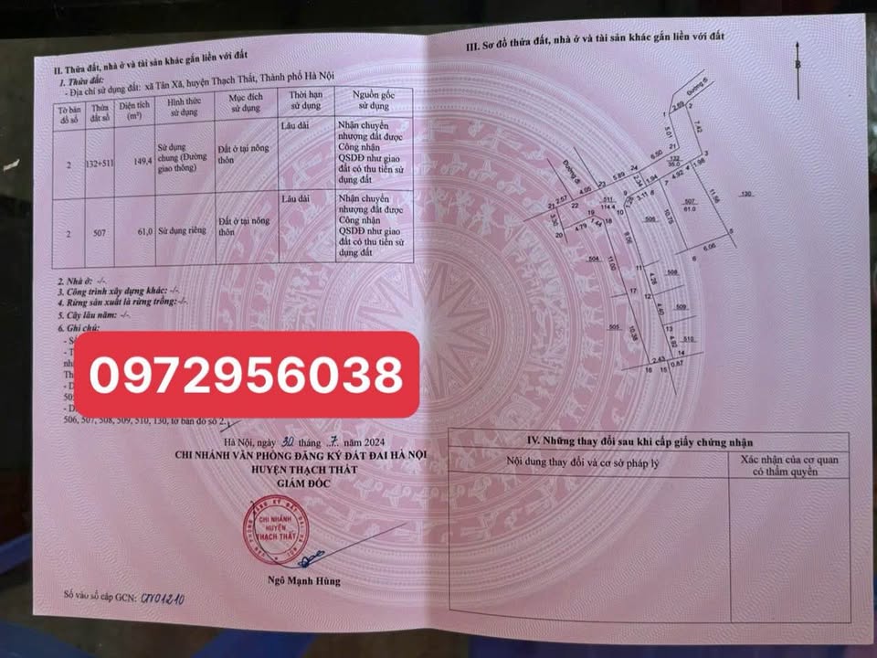 Đất thổ cư 61m² thôn 3 Tân Xã giá chỉ 2 tỷ - Sổ đỏ chính chủ sẵn sàng!