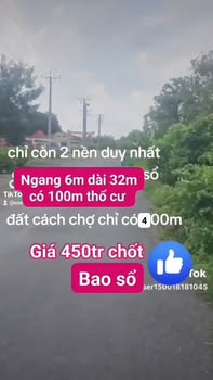 Đất thổ cư 192m² tại Thạnh Tân, Tân Phước - Giá chỉ 350 triệu - Bán gấp trong tuần!