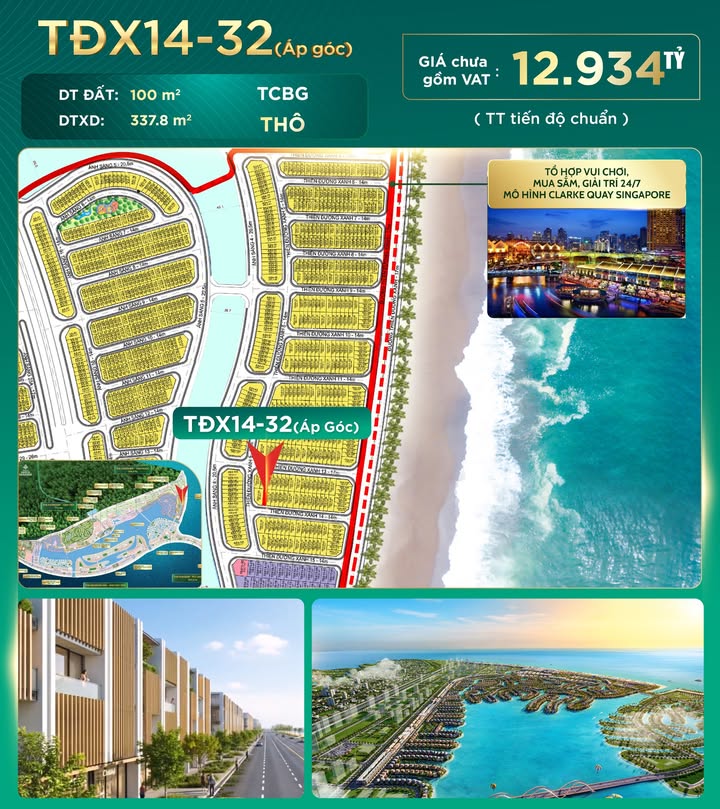 Căn hộ Townhouse Vịnh Ngọc - Vinhomes Cần Giờ 100m² giá 12.934 tỷ - Thiết kế thoáng đãng hướng biển!