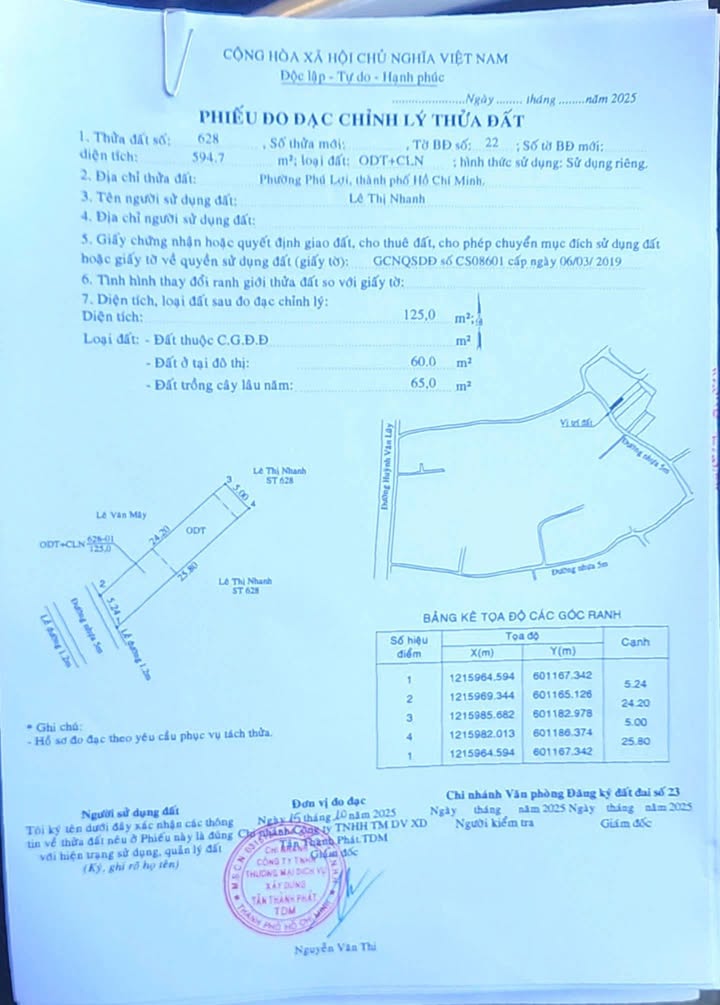 Đất thổ cư 125m² tại Hẻm 178 Huỳnh Văn Lũy, Thủ Dầu Một - Giá chỉ 3 tỷ!