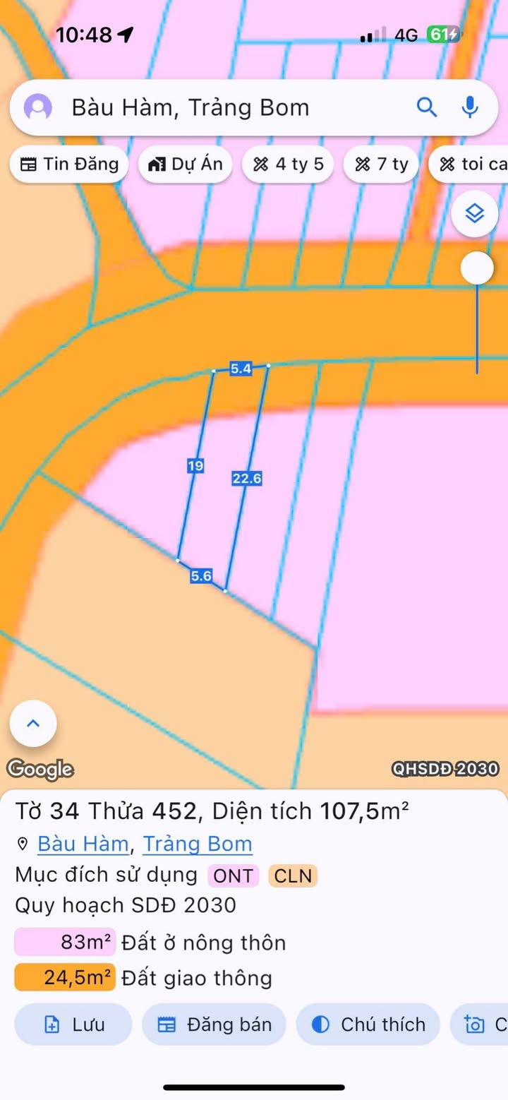 Đất nền Bàu Hàm 107m² giá chỉ 690 triệu - Sổ riêng thổ cư, xây dựng tự do!