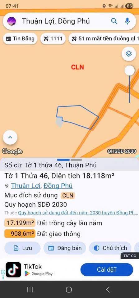 Đất đầu tư 18,000m² tại xã Thuận Phú, huyện Đồng Phú, giá 4 tỷ - Cơ hội vàng cho nhà đầu tư!
